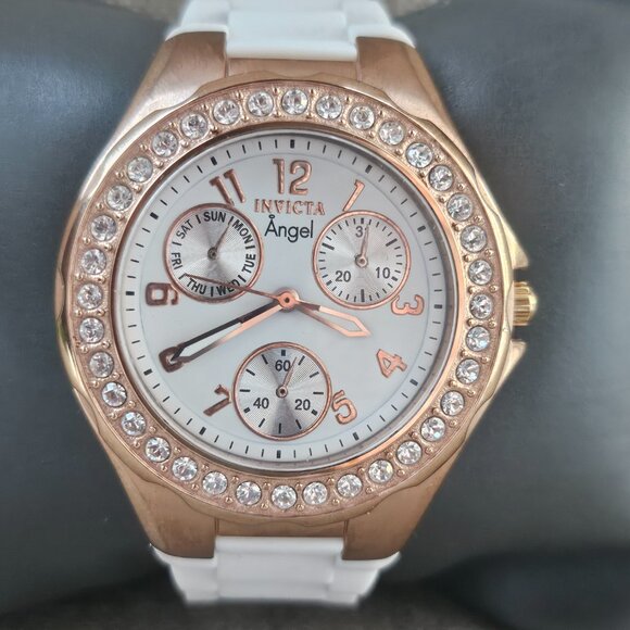 Invicta Angel Ladies Wristwatch Gold Tone Bezel Crystal Accent Watch Read desc - Picture 12 of 12
